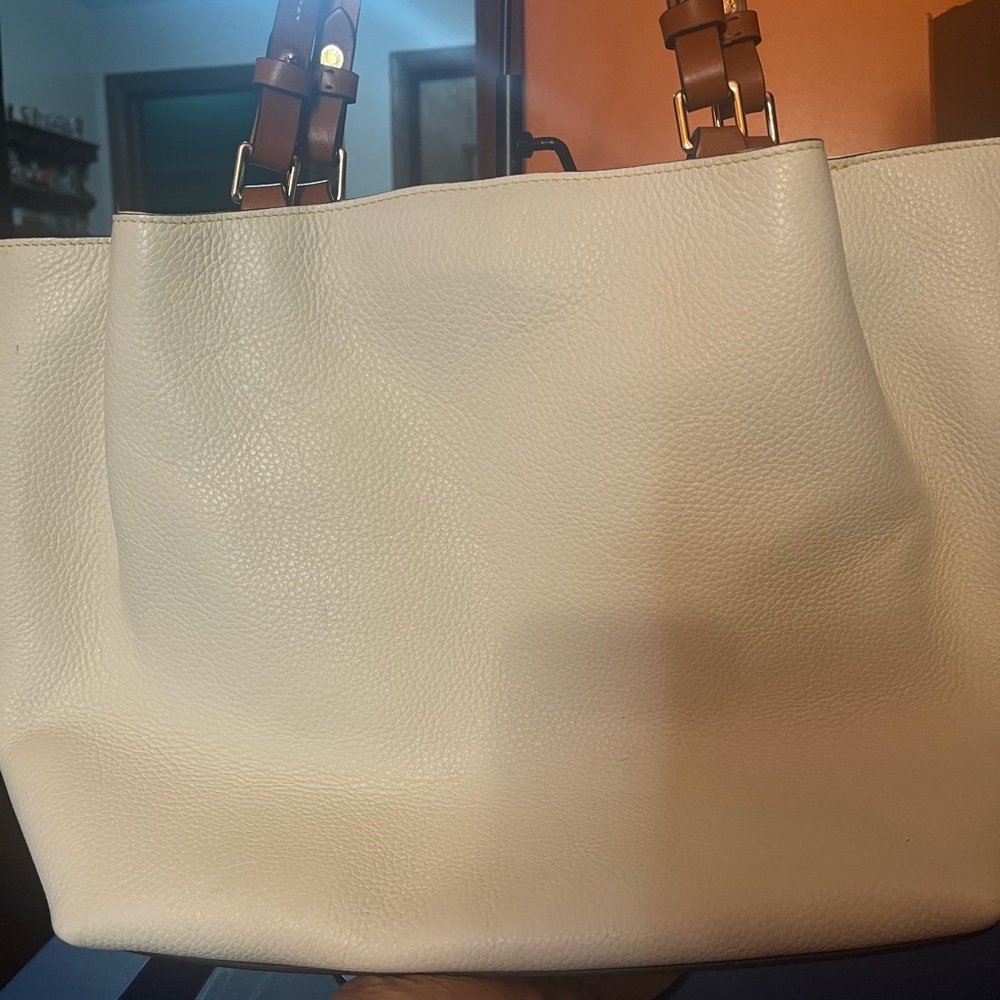 Dooney Bourke Handbag Bag Barlow  Pebbled Taupe Leather 2-Way EUC - Picture 6 of 14